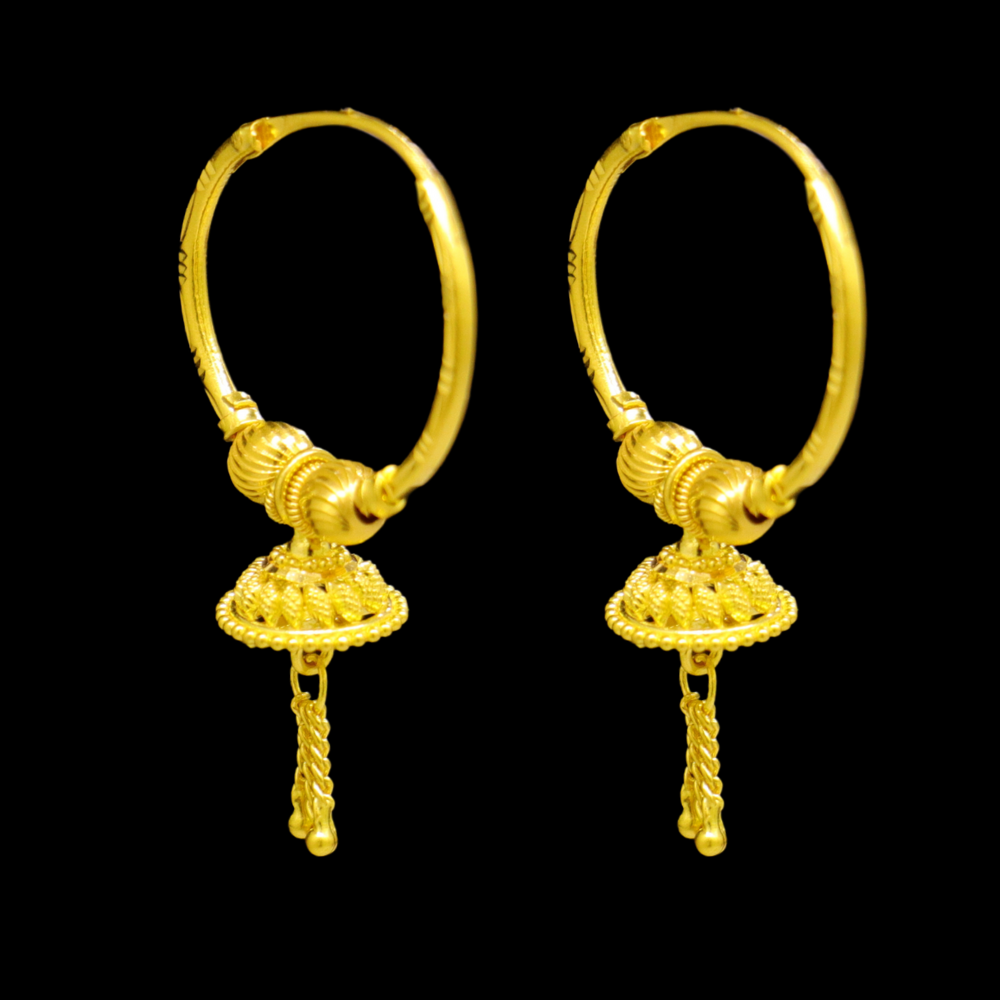 22K Gold Stud Drop Earrings - SW26591
